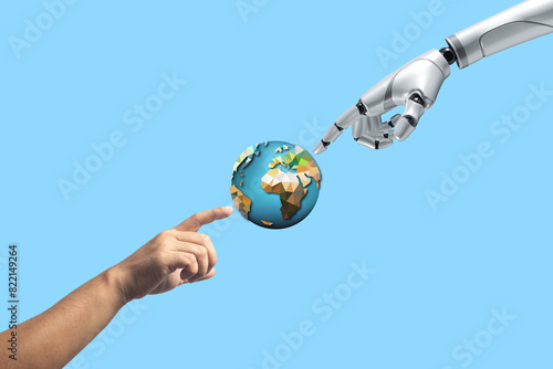 human finger and robot future communication technology