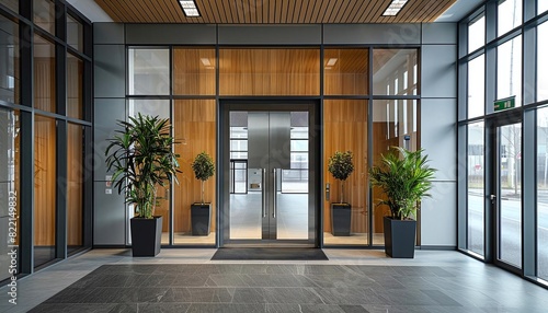 Imagine a firerated office door with a sturdy metal core and safety features photo