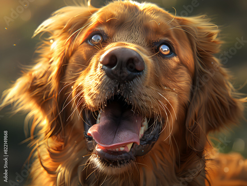 Golden Retriever Dog with Joyful Expression - Generative AI © Andrew Hudson