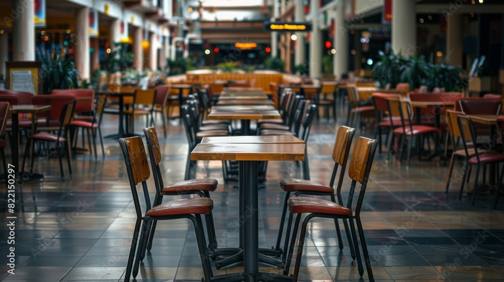 Empty Food Court In A Modern Mall For Interior Design Or Commercial Usage