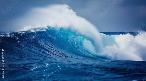 A majestic ocean wave cresting, about to break with dynamic energy.