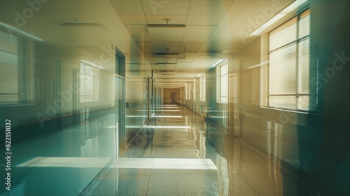 Empty hallway in a modern building for healthcare  business  or technology design