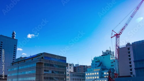 Wallpaper Mural A timelapse of crane at the under construction near the bay area in Yokohama panning Torontodigital.ca