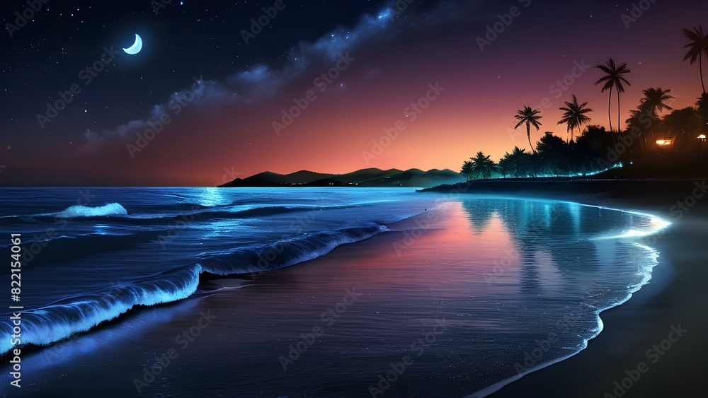 Fototapeta premium Stunning beach view at night