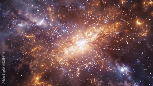 A close-up of the galactic nucleus, where the density of stars creates a radiant focal point, their collective light piercing the void of space with unwavering intensity.