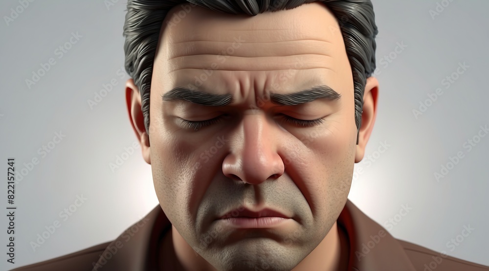 Obraz premium Sad upset disappointed depressed western man cartoon character