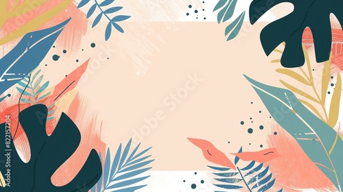 spring summer leaves tree branch foliage page print design  with blank empty space for mock up message background  