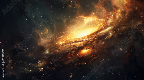 A serene yet powerful depiction of a galaxy core, its calm center belied by the violent beauty of star formation and destruction at its edges, a testament to the cycle of cosmic life.
