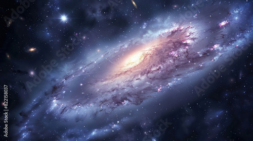 A serene yet powerful depiction of a galaxy core, its calm center belied by the violent beauty of star formation and destruction at its edges, a testament to the cycle of cosmic life.