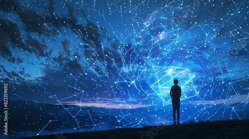 The boy stood on the hill, looking up at the stars. He felt a sense of wonder as he imagined all the possibilities that lay beyond the sky.