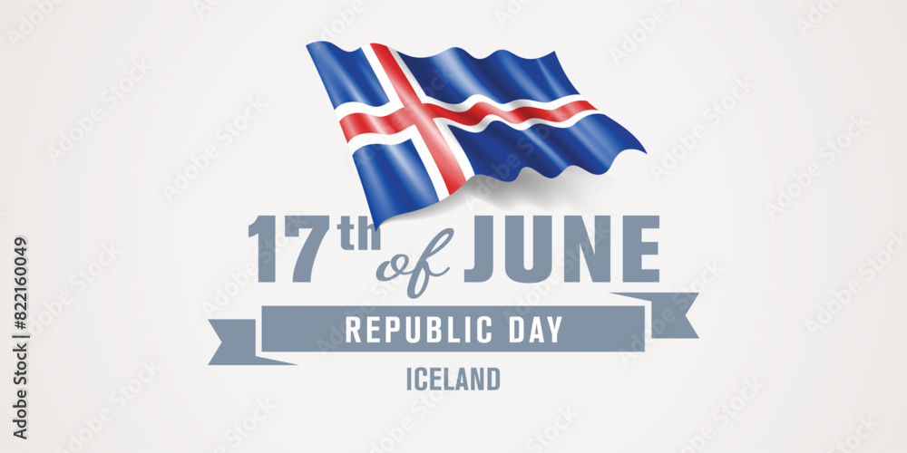 Iceland happy republic day greeting card, banner vector illustration Iceland happy republic day greeting card, banner vector illustration