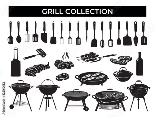 Assorted Grills and Cooking Utensils Displayed