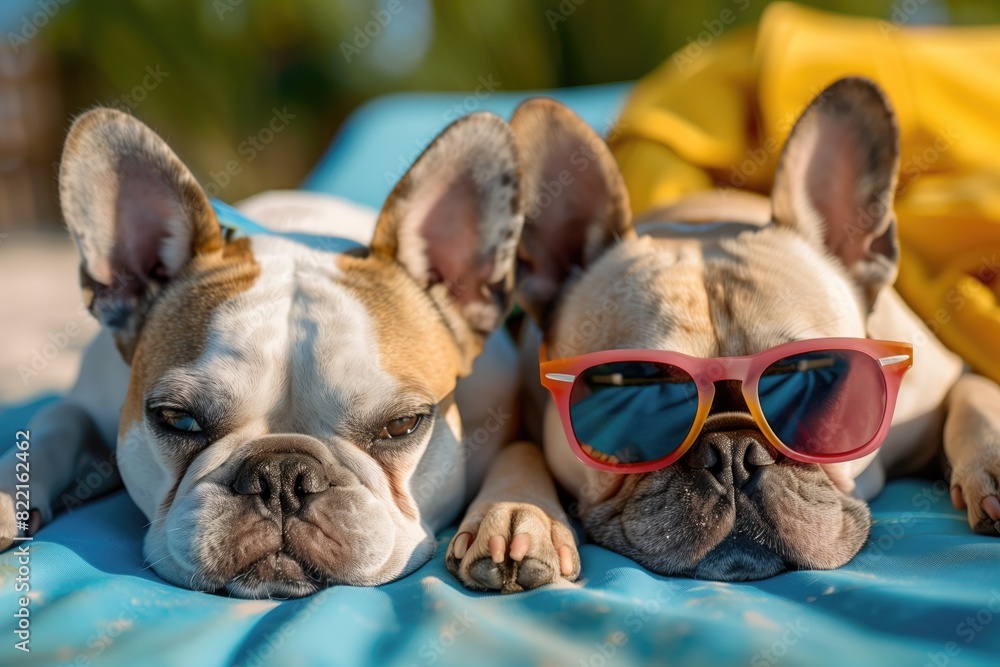 Cute dogs on summer vacation