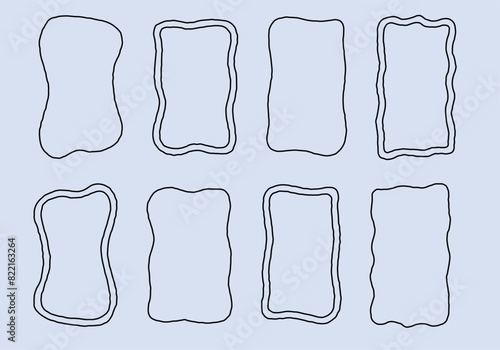 Organic shape blob text box. Doodle wavy irregular frame banner element vector. Abstract unique hand drawn curvy and scallop quote textbox. Empty dialog or speech smudge vintage and asymmetric