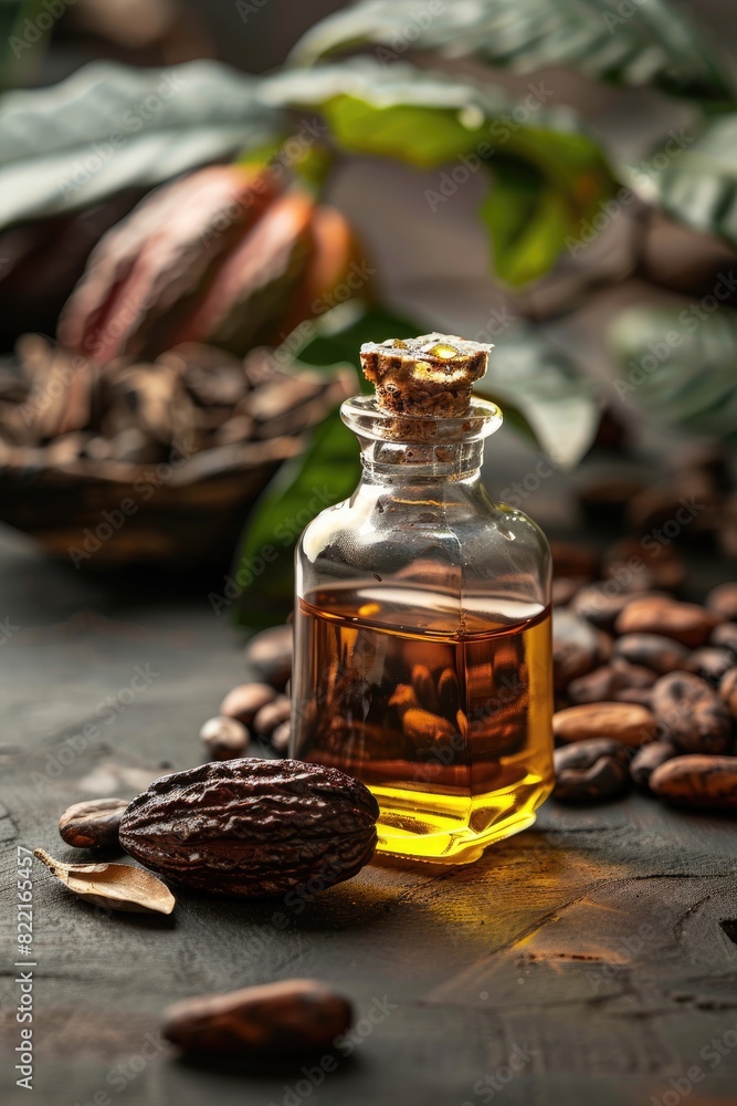 cocoa essential oil. Selective focus cocoa essential oil. Selective focus