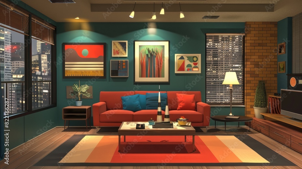 Minimalist design dominates the mock-up living room. Minimalist design dominates the mock-up living room.