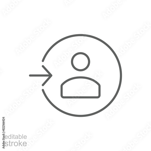 Login icon. Simple outline style. Authorize, profile log in sign, enter, user access, arrow, authentication, open account concept. Thin line symbol. Vector illustration isolated. Editable stroke.