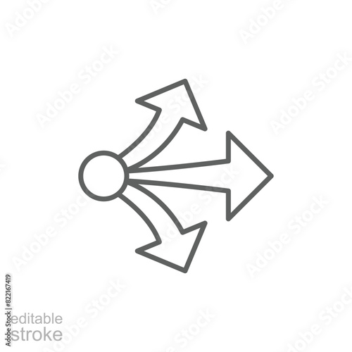 Propagate arrows icon. Simple outline style. Expansion, expand, diffusion, outward, spread, arrow, human resources concept. Thin line symbol. Vector illustration isolated. Editable stroke.