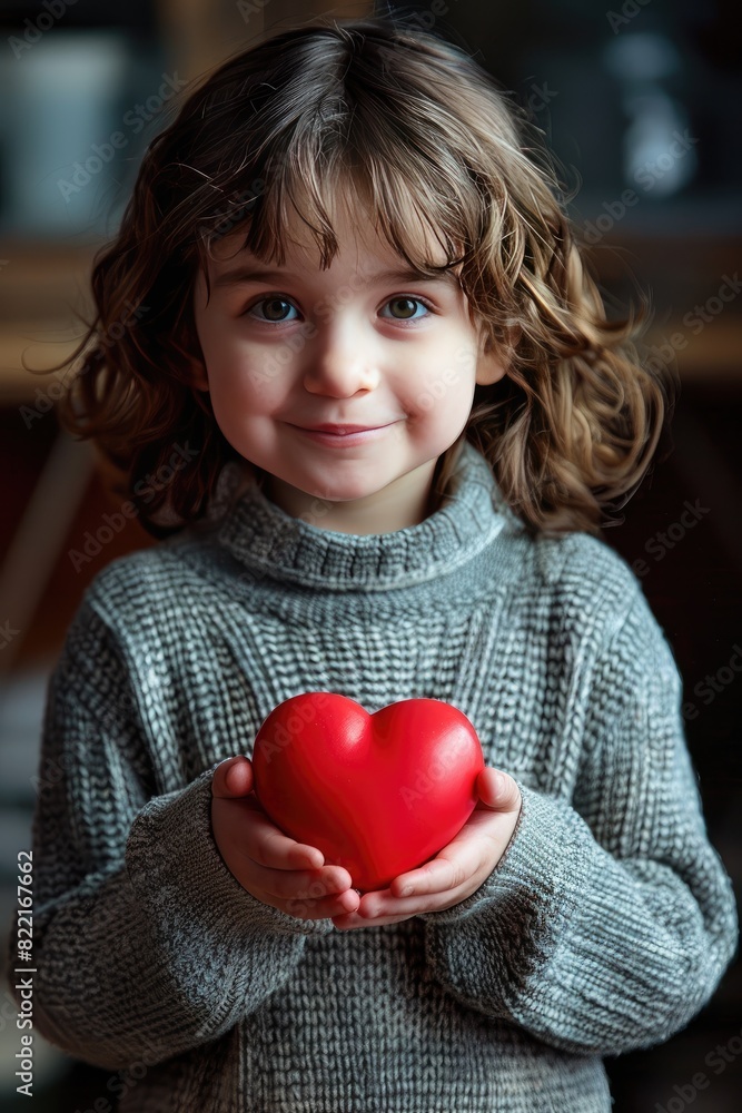 the child holds a heart in his hands. Selective focus the child holds a heart in his hands. Selective focus