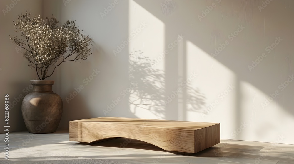 Minimalist Wooden Podium in Serene Lighting Setup Minimalist Wooden Podium in Serene Lighting Setup