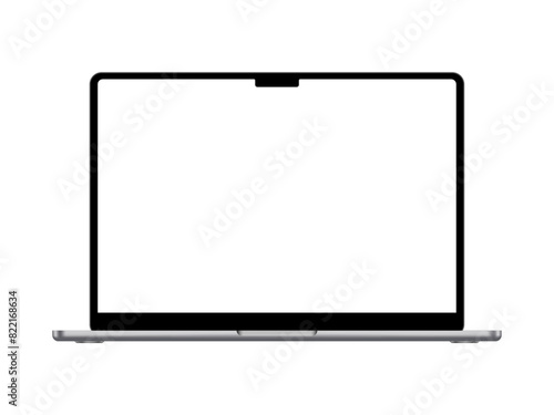 Isolated laptop mockup without background with blank screen. Stock royalty free