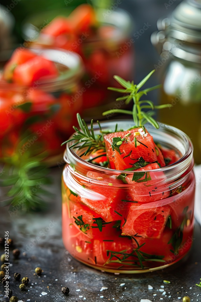 pickled watermelon close-up. Selective focus pickled watermelon close-up. Selective focus