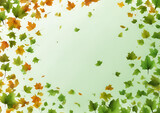 Vector Green Leaves on Transparent Background_ Tree Foliage Texture and Autumnal Forest Design with Flying Frame.