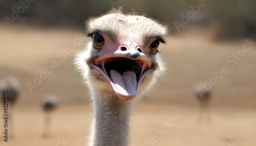 An Ostrich With Its Neck Extended To Reach For Foo © Mantaha