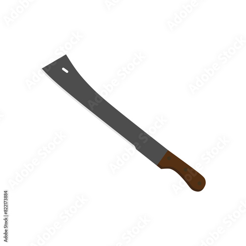 tapanga machete flat design vector illustration isolated on white background. Combat weapon blades, vector model types. Trapper sword and hunter knife blades. Protection concept. Warrior blades