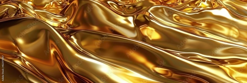 Gold abstract background with liquid metal waves, golden liquid flow ...