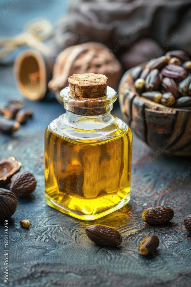 Shea essential oil. Selective focus Shea essential oil. Selective focus