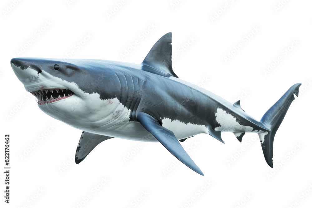 White shark isolated on white background