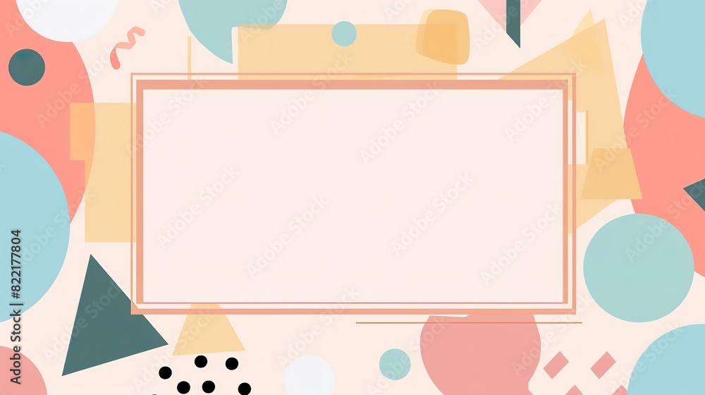 pastel geometric and free shape cute cartoonish page print border design, with blank empty space for mock up message background pastel geometric and free shape cute cartoonish page print border design, with blank empty space for mock up message background