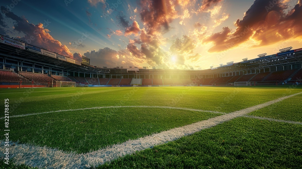 In the afternoon, soccer is played in a stadium.