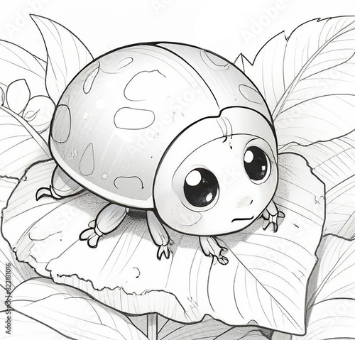 Cute ladybug coloring page. generative ai photo