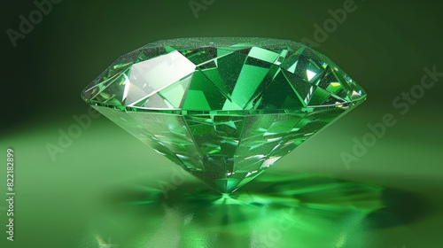 A beautiful 3D render of a round emerald with a sparking surface. Ideal for use in design works and large posters.