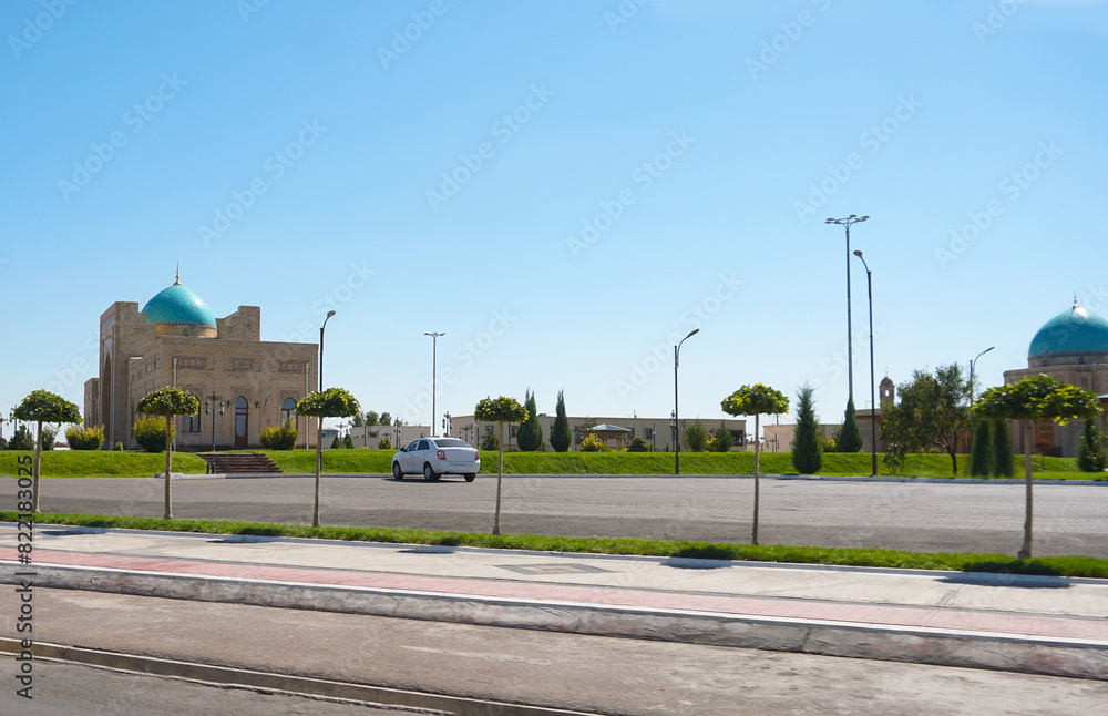 A mosque on the side of the road