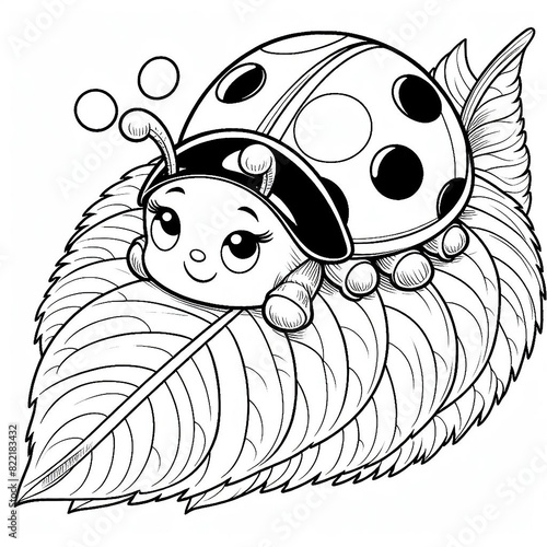 Cute ladybug coloring page. generative ai photo