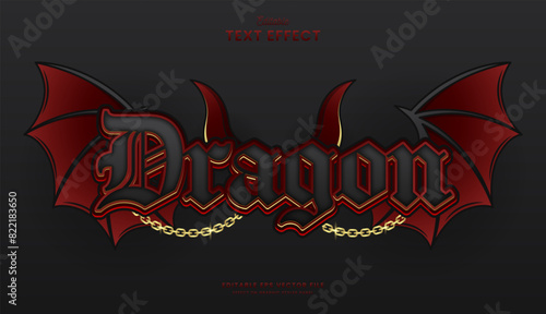 decorative editable black dragon text effect vector design