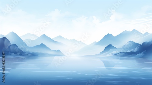 a water with mountains and clouds