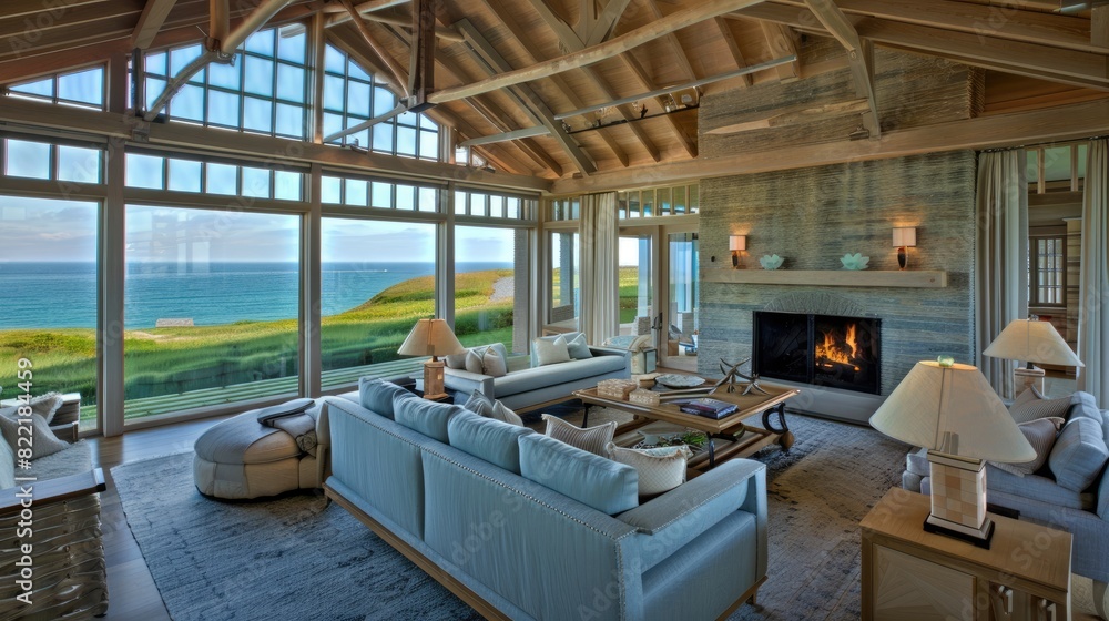 beachside bedroom with light, breezy decor, offering sweeping ocean vistas and incorporating natural materials for a soothing ambiance. beachside bedroom with light, breezy decor, offering sweeping ocean vistas and incorporating natural materials for a soothing ambiance.