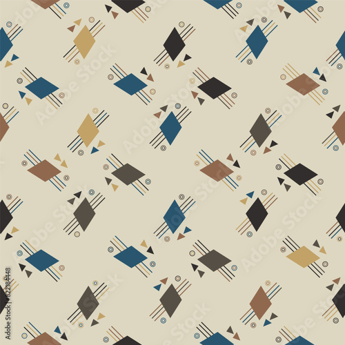 Textile motif seamless pattern. Abstract line shape geometric motif basic pattern continuous background. Man shirt all over print block. 