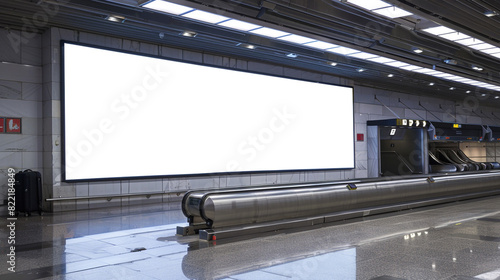 Wallpaper Mural Vast blank billboard dominating a dim airport baggage claim space. Torontodigital.ca