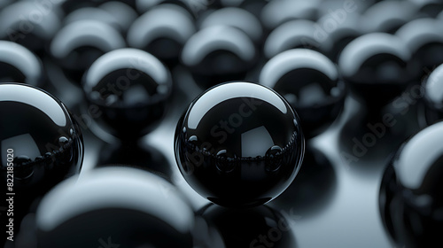 Photo realistic Glossy 3D spheres: Abstract digital art showcasing innovation and dimensionality of modern technology in Stock Photo Concept