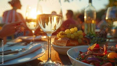 wine glasses on picnic table close-up © Артур Комис