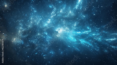 Abstract milky way galaxy with stars on blue background.