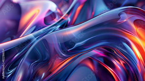 Digital Art: Photo Realistic Glossy Abstract Patterns Depicting Modern Technological Complexity and Innovation Stock Photo Concept
