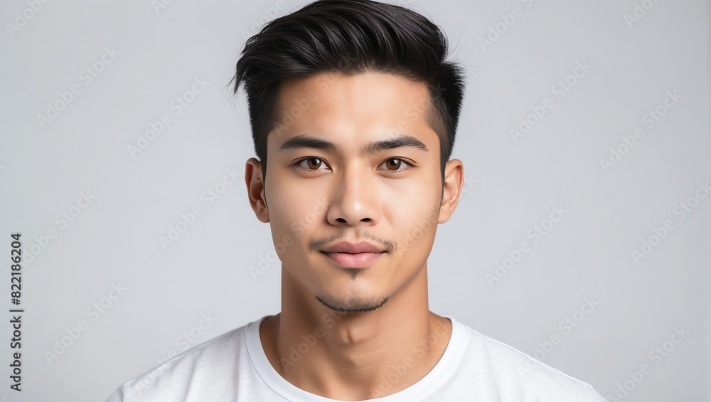 headshot of filipino handsome guy model on plain white background studio from Generative AI headshot of filipino handsome guy model on plain white background studio from Generative AI