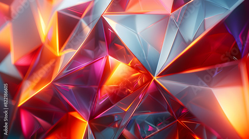 Abstract Digital Art: Photo Realistic Glossy Triangles Symbolizing Sharpness and Innovation in Technology