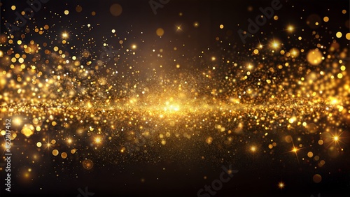 Golden Particles: Glowing golden particles dispersed on a dark background, creating a luxurious and elegant abstract effect. 